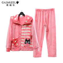 Song Riel thick winter flannel pajamas cartoon couple cute casual tracksuit suits men and women exuberant