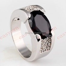 Black Sapphire White Gold Filled Ring Men s 10KT Finger Rings Anel Feminino Man 2015 Fashion