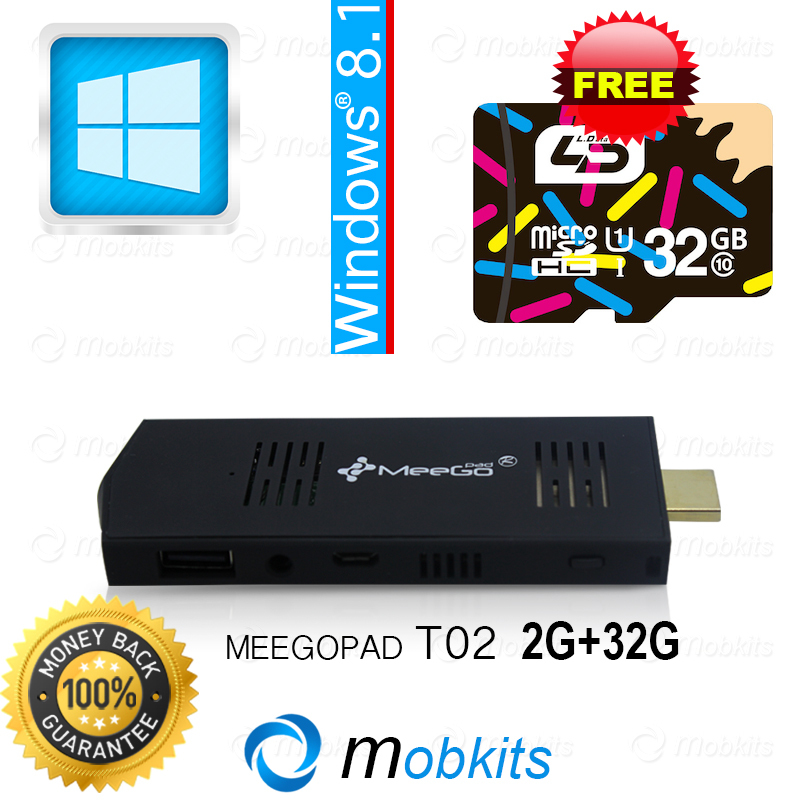 2015 MeeGoPad T02 2GB 32GB Mini PC Windows 8.1 HDMI TV Stick MeeGoPad T01 Upgraded Version Quad-Core Intel Atom PC Stick Windows