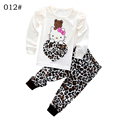 Girls Autumn Cotton Clothing Set Long Sleeve hoody Pants two pieces Kitty cat cartoon leopard casual