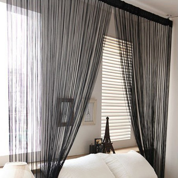 Brand New Solid Line String Window Curtain Tassel Door Room Divider Scarf Valance 1x2M