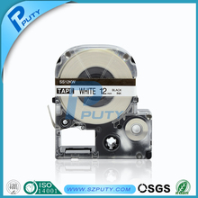 12mm Black on white label tape for KING JIM label printer SS12KW label cassette
