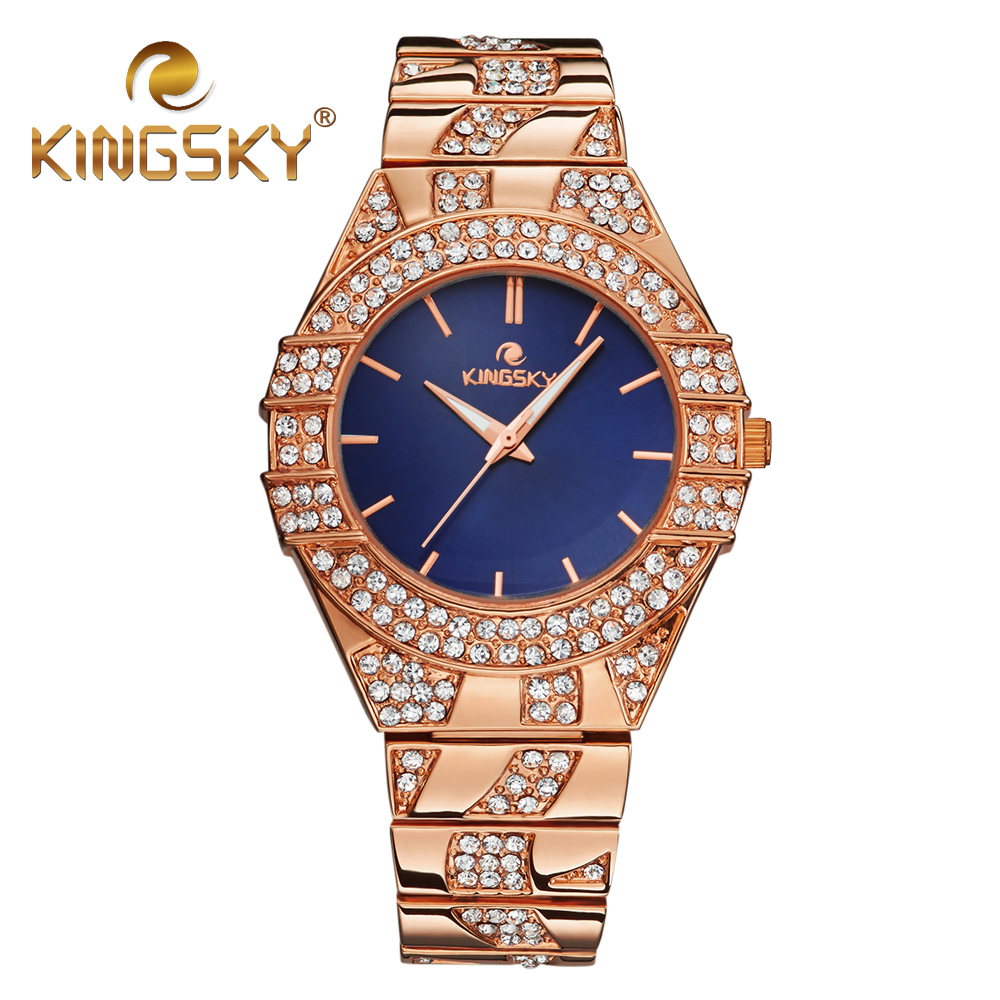 Kingsky Brand Fashion Casual Watches Party Diamond Women Wristwatches Rose Gold Quartz Clock Ladies Dress Time