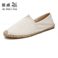 XIWEIHU Summer Unisex Women Cap Toe Linen Espadrilles Slip on Canvas shoes Flats Shoes Woman