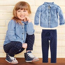 2015 New Baby Girl Clothing Clothes Set Children Clothes Suit Top T shirt Pants suits Free