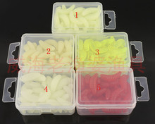 Free Shipping 5 colour 40PCS 2cm 0.45g fishing lure maggot Grub Soft Lure Baits smell Worms Fishing Lures with plastic box