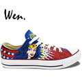 Wen Hot Sale Hand Painted Shoes Design Custom Low Top Wonder Woman Boys Girls High Top