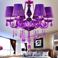 Free Shipping Modern led crystal chandeliers 6 Lights for kitchen room Livingroom Bedroom Purple Color K9