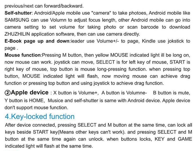 MOCUTE Joystick Multifunction Bluetooth Selfie Remote Control Shutter Gamepad for TabletPhoneEbookTVGamepad (19)