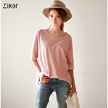 Ziker Brands New Fashion Casual Style Solid Women Blouses Shirts O Neck Short Sleeve Loose Cotton