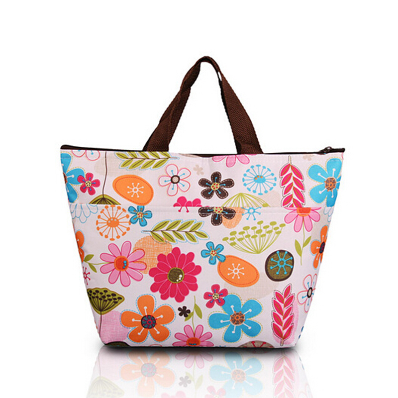 Portable Shipping Bag Flower Oxford Picnic Thermal Bag Neoprene Lunch Bag Food Cooler Bags Thermal Women