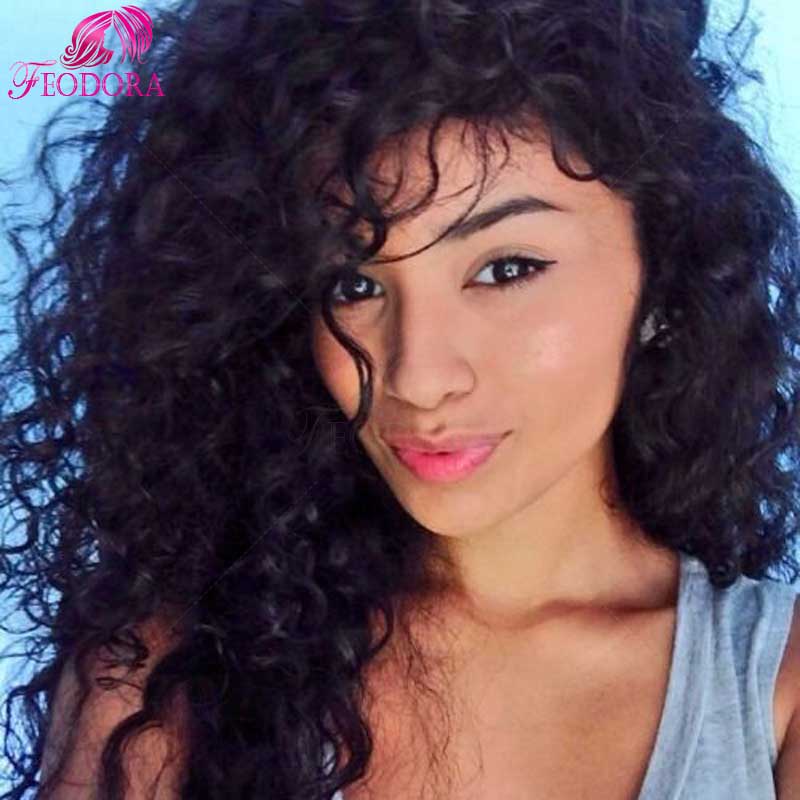 Brazilian kinky curly wig glueless virgin human hair full lace afro kinky curly wigs for black women bleached knots freeshipping