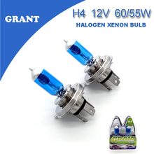 GRANT H4 double Halogen Bulb Super White blue 5000K Quartz Glass Xenon Dark Blue Car HeadLight Replacement Lamp 12V 60/55W
