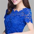 Plus Size 2016 New Short Sleeve Tee Shirt Top For Women Clothing Women Lace Blouse Sexy