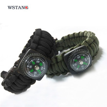 New OutdoorCamping 10 Inches Paracord Survival Gear Bracelet Rope Fire Starter Whistle Kits With Compass Flint Blades Ud-iqb023