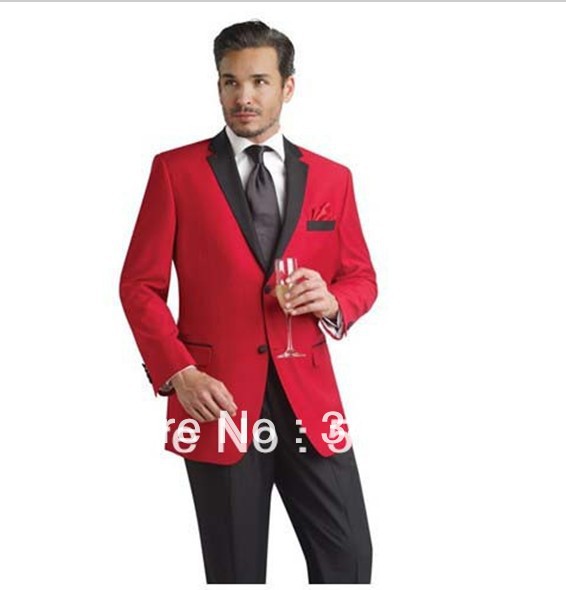 2014 Wedding Tuxedo for Groom Red Tuxedo Jacket with Black Trousers