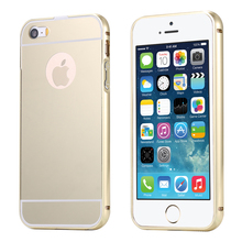 For iPhone 5 5S Mirror Back Capa Ultrathin Alumimum Metal Frame Phone Case For iPhone 5