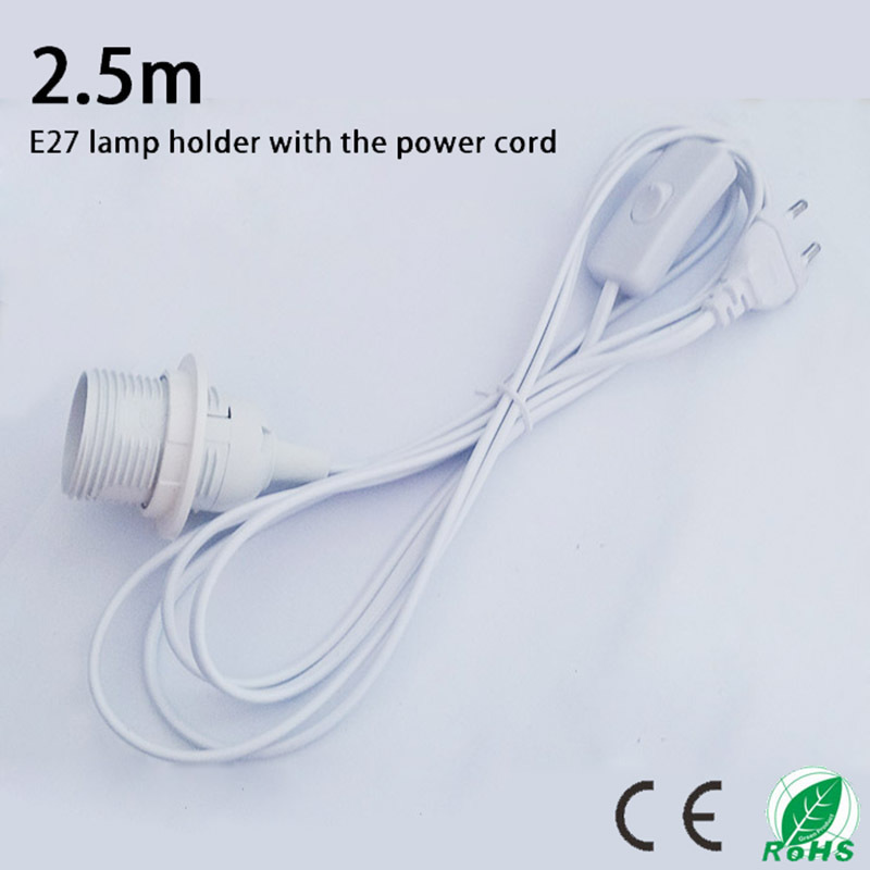 Гаджет  2.5m Suspension E27 lamp holder,The power cord length of 2.5m, round plug and switch ,White luster E27 base with external thread None Свет и освещение