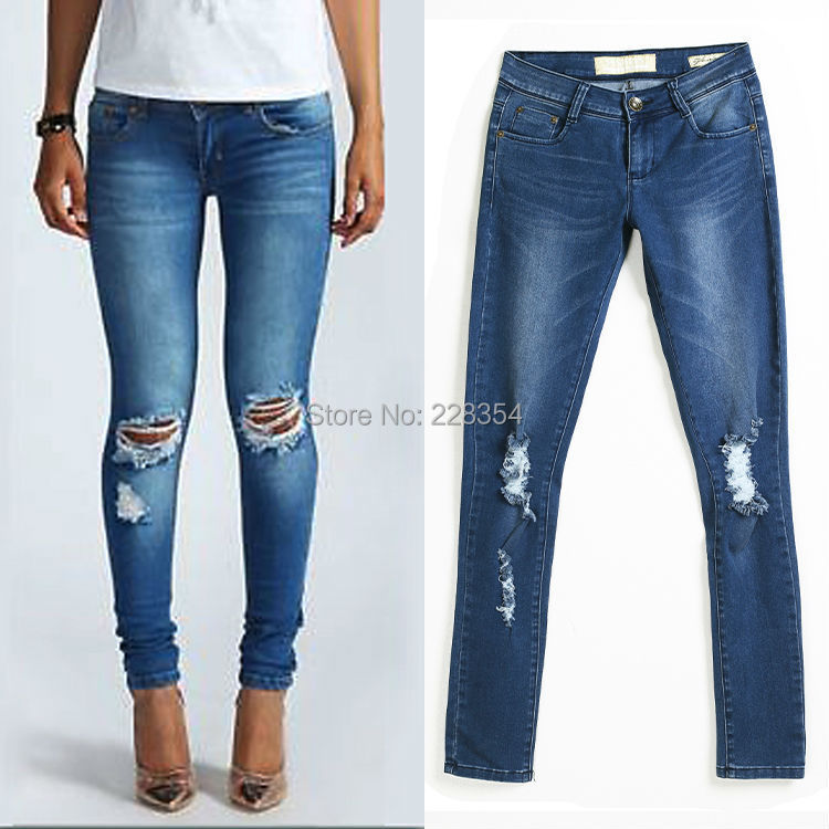 2014-Womens-Ladies-Loren-Distressed-Bleach-Ripped-Knee-Skinny-Jeans ...