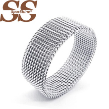 SparShine ON SALE Fine Jewelry Mesh 925 Silver Ring Fashion Net Ring Women&Men Gift Silver Jewelry Finger Rings
