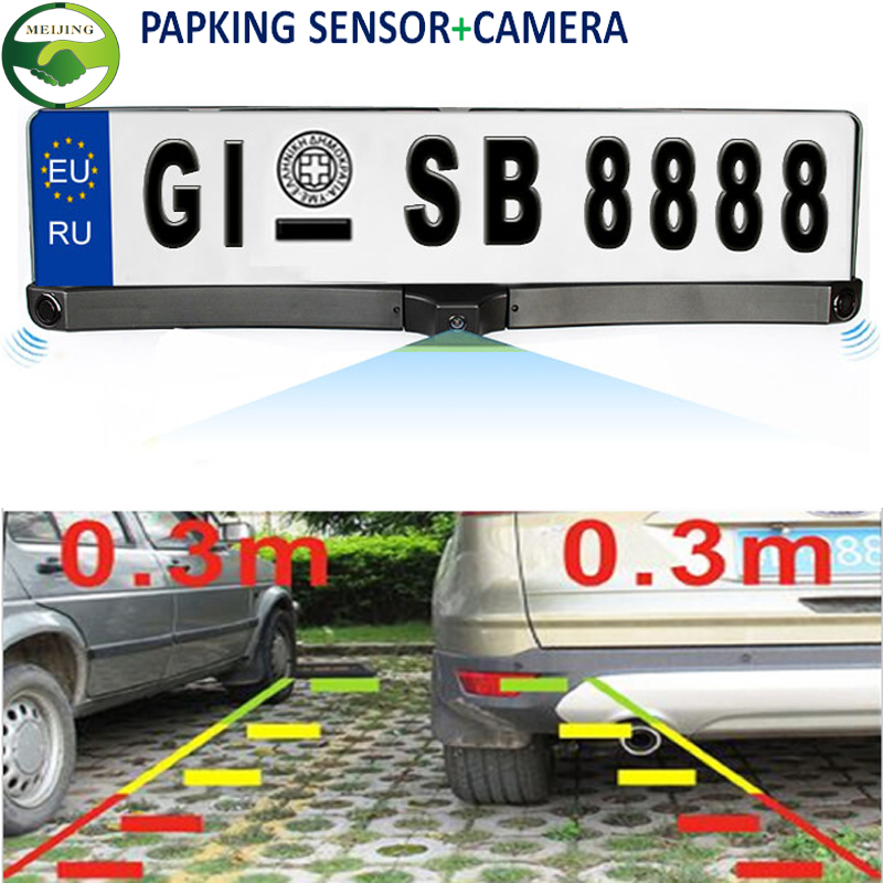 Night Vision Car License Plate Frame Camera HD CCD License Plate Camera Backup Rear Parking Camera With Two Parking Sensors Night Vision Car License Plate Frame Camera HD CCD License Plate Camera Backup Rear Parking Camera With Two Parking Sensors