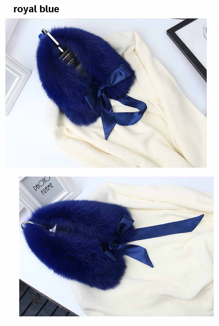 fox fur collar lace royal blue