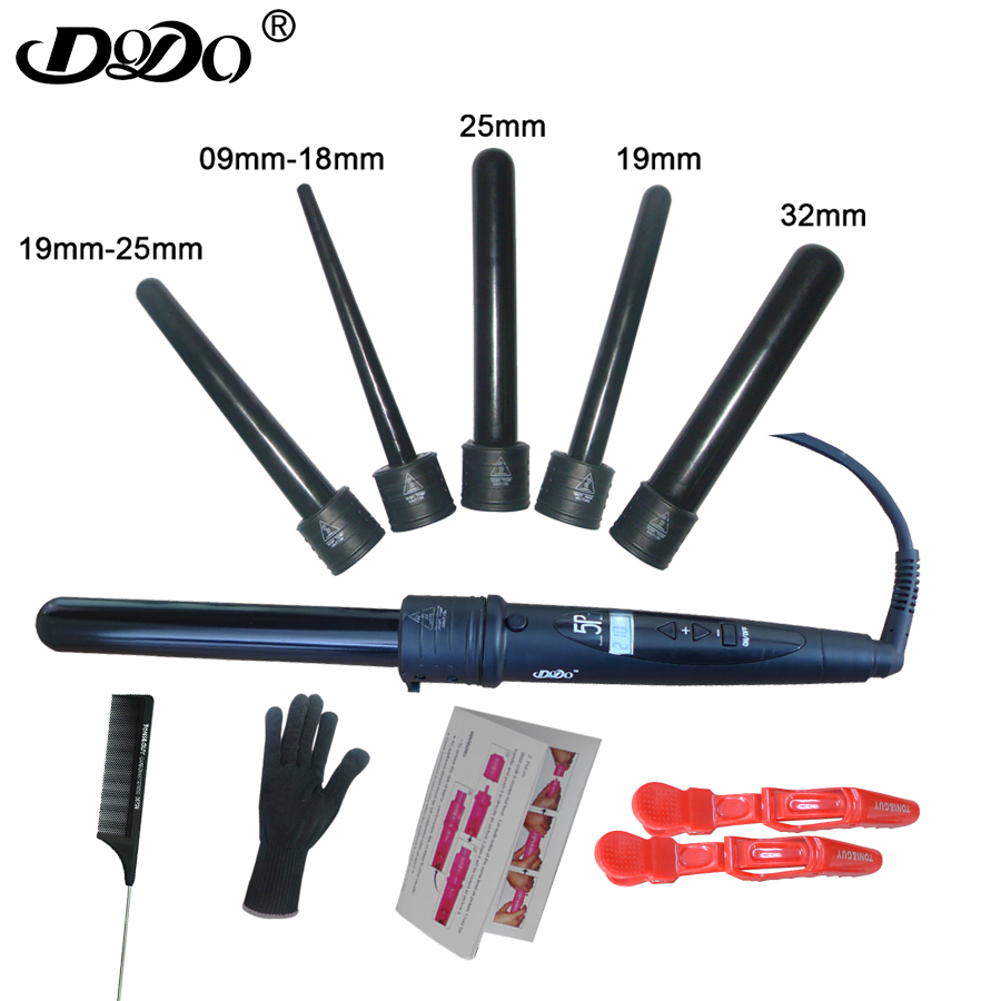 Professional Ceramic Hair Curler 5 Parts /Barrel 1'' 1.25'' 0.75
