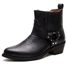 Free Shipping spring / autumn Genuine Leather Men’s Work Ankle boots Martin boots British Style western cowboy boots for men