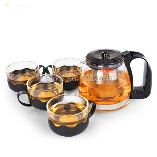  coffee tea set 700 ml transparent glass flowers teapot filtering teapot 4cup 150ml