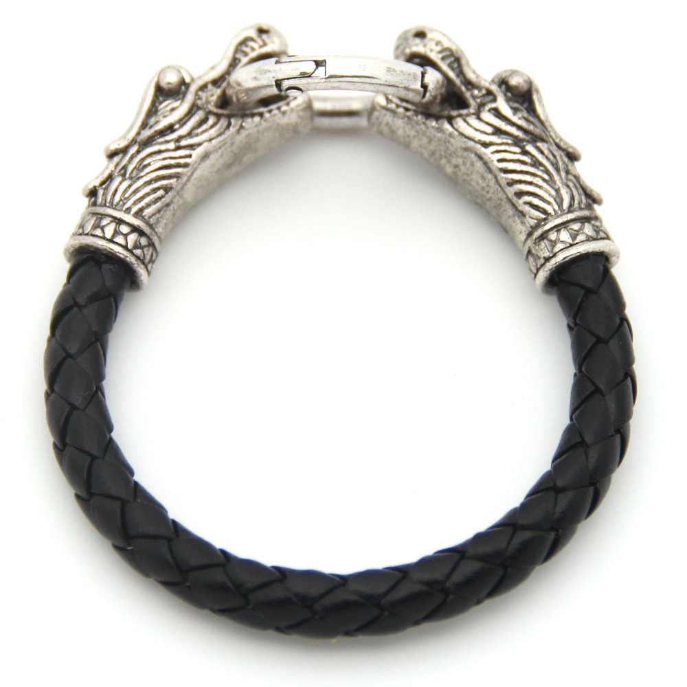leather Tibetan silver men bracelet titanium fashi...