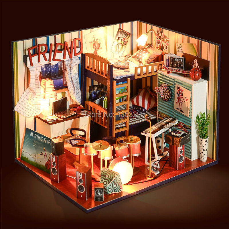 Casa de muñecas Miniatura iluminación de madera y muebles de casa de Casa de muñecas Miniatura iluminación de madera y muebles de casa de