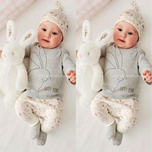 New Infant Baby Boy Girl Clothes Hat T-shirt Pants Bunny Romper Outfits 3pcs Set