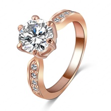 Kate Princess Wedding Rings 18K Rose Gold/Platinum Plated Clear Zircon Womens Fashion Jewellery Ring Ri-HQ1053