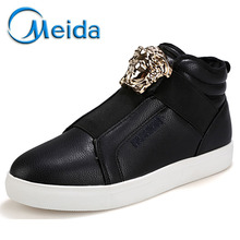 Men Casual Shoes 2015 Winter Thick Warm Slip On Wedges Classic Canvas Shoes Height Increasing Brand Leather Driving Flat Boots