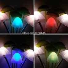 Free Shipping 1 Pieces EU US Romantic Colorful LED Mushroom Night Light DreamBed Lamp Home Illumination
