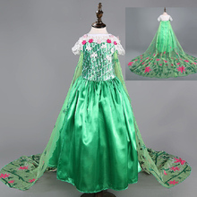Fever dress green elsa Costume Girls party Dress summer Princess Children clothing disfraz vestidos elsa de festa meninas vestir