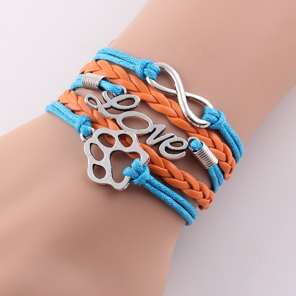 2015 New Fashion Handmade Paw charm bracelet men Infinity love best friend Bracelets for women Wrap