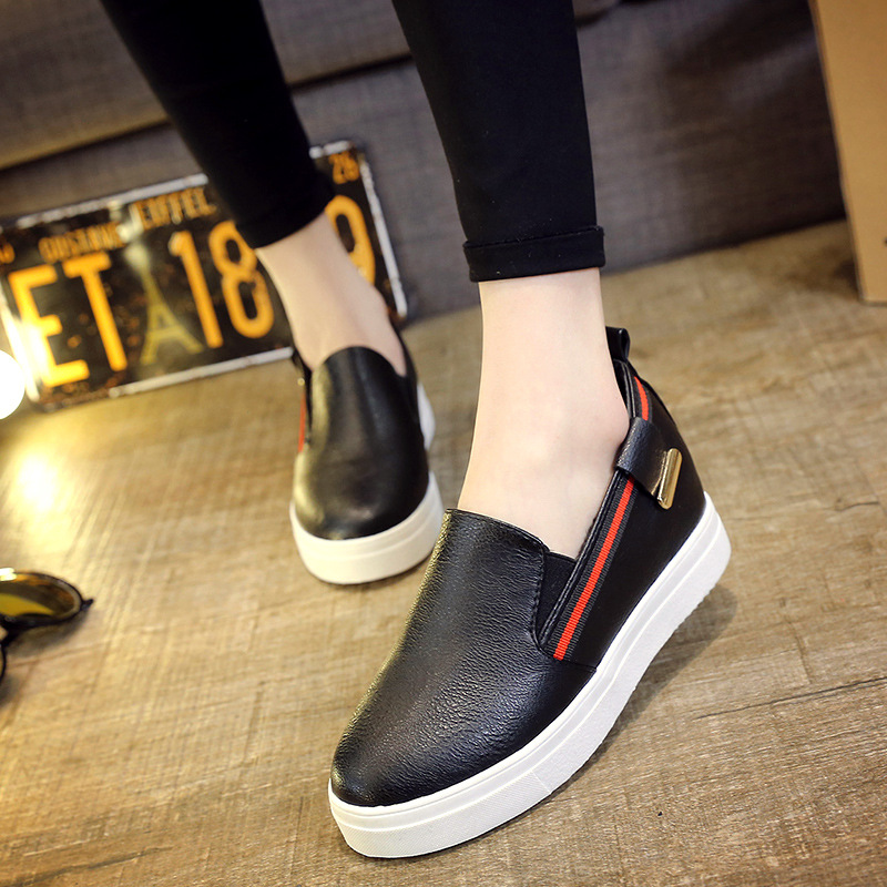 women loafers 2016 new spring flat platform shoes women slip on flats height increasing leather casual shoes woman zapatos mujer