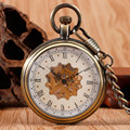 2016 Elegant Design Flower Skeleton Fob Pendant Mechanical Pocket Watch Windup Hand Winding Luxury Clock Chain