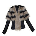 Oversize Winter Women Fashion Warm Faux Fur Collar Coat Elegant Lady PU Leather Fit Jacket Overcoat