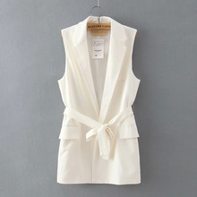 2015 Fashion new Summer women long cardigan office ladies jacket coat sleeveless female tanks outwear elegant vest 7300