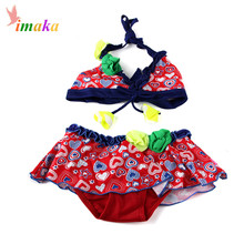 IMAKA Biquini Infantil Bikini Maios E Biquinis Cute Baby Kids Toddler Two-piece Girls Swimsuit Swimwear Prancha De Cabelo 4-12Y