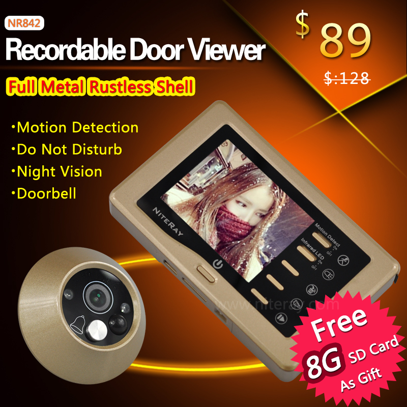 IR infrared video peephole door eye viewer camera with doorbell function