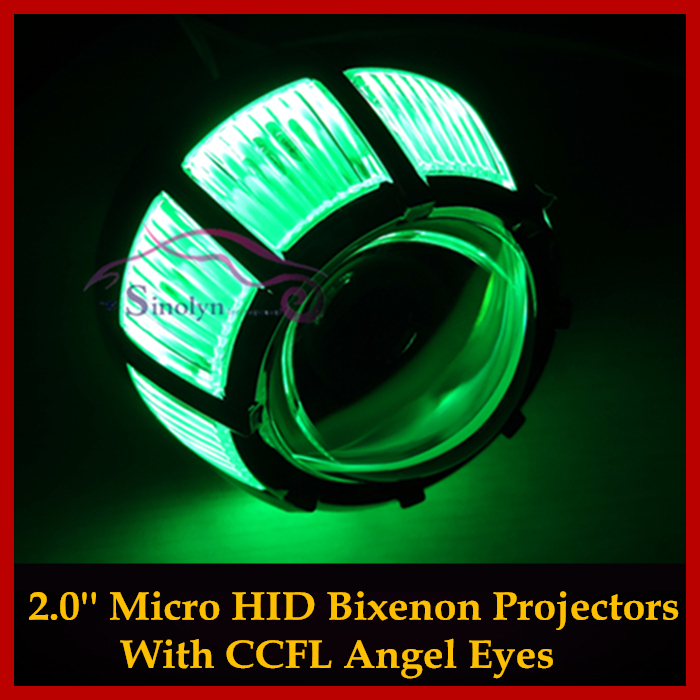 Car Styling Automobiles 2.0 Smallest Micro HID Bi xenon Projector Lens Headlight With CCFL Angel Eyes Halo Headlamp Lenses