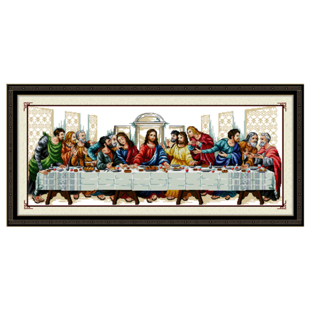 DIY Needlework Handmade Cross Stitch Set Embroidery Printed Jesus Christ Cross-Stitching Last Supper Home Decor