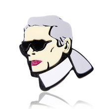 Karl Portrait Plastic Cool Man Brooch Pin Women Figure Fashion Jewelry Accessory Gift 2016