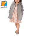YKYY YAKUYIYI 2016 New Autumn Solid Grey Girls Hooded Wool Coat Long Sleeve Double Pockets Buttons