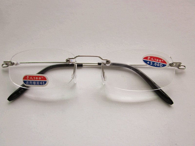 Metal reading glasses/ rimless reading glasses go with cases accept mixed order, 12pcs/lot