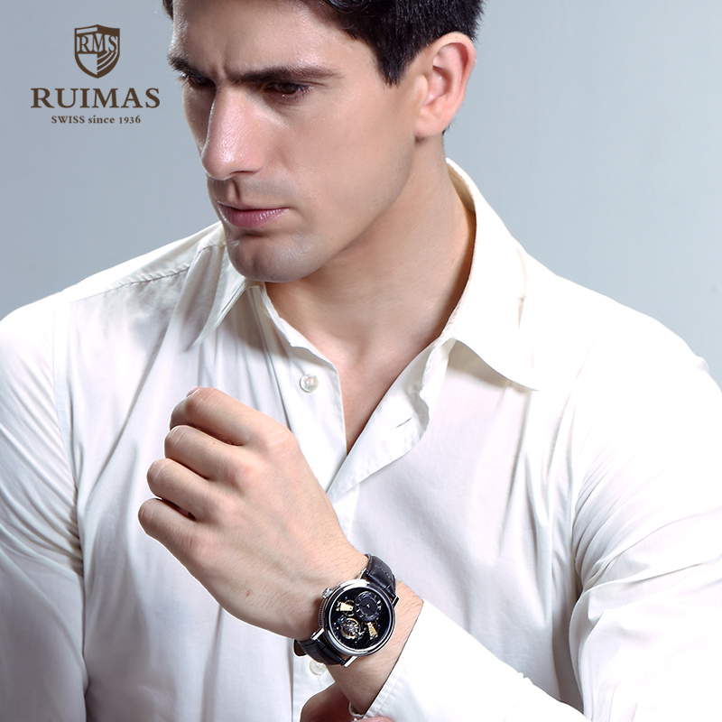 Ruimas fashion men mechanical wristwatch luxury sports waterproof watches multifunction business man 6639