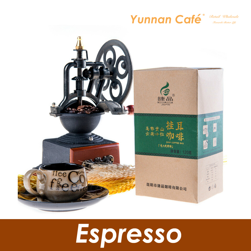 Free Shipping JiePin Drip Dark Roast Italian Espresso Flavor Black Coffee 12Gx10PCS 120G 0 26LB Global